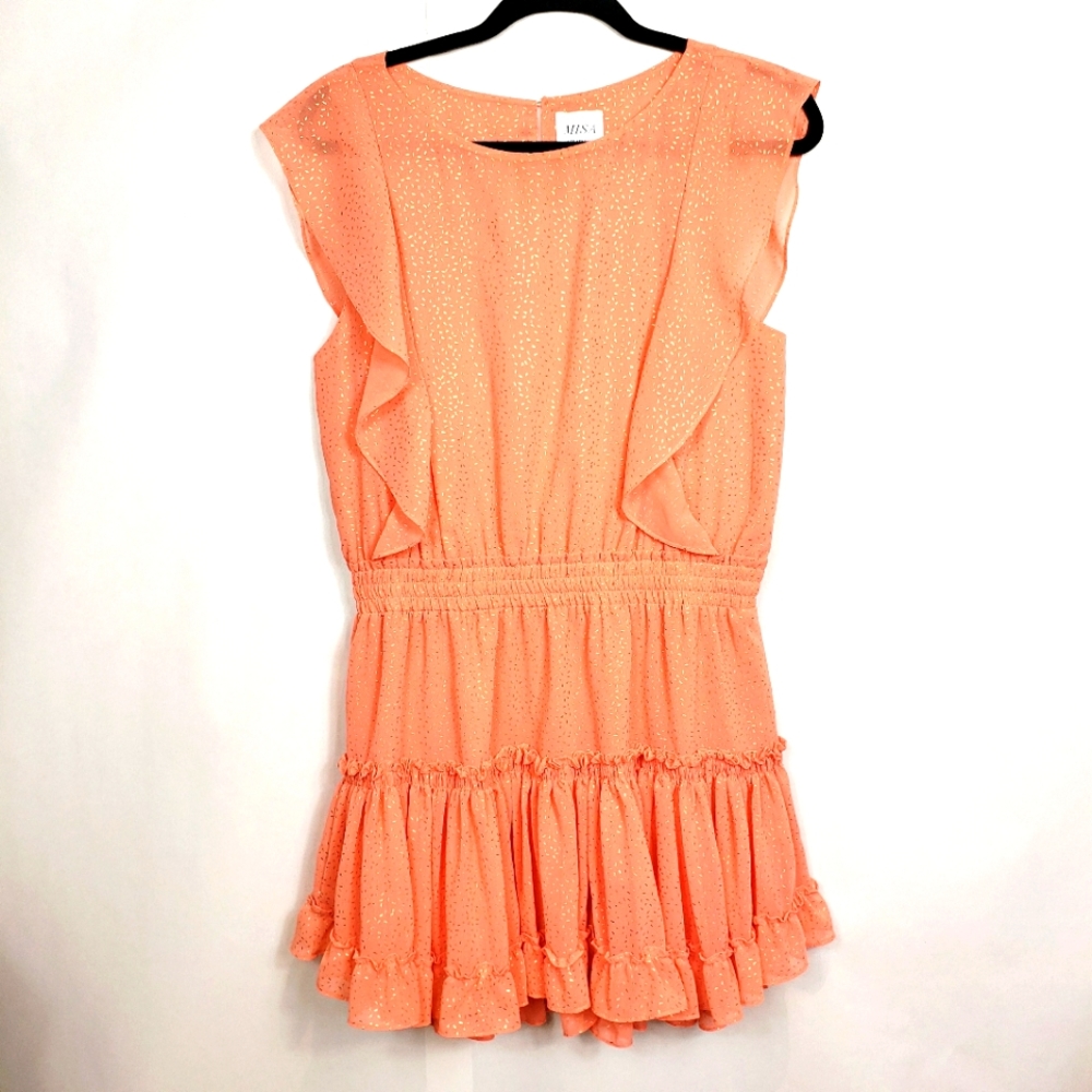 Misa Los Angeles peach gold accent mini dress